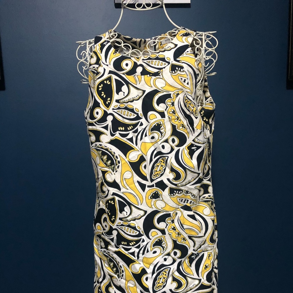 Banana republic black and yellow patterned dress